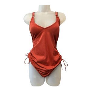 Time and Tru Women’s Orange One-piece Swimsuit Strappy Size L‎ NWT